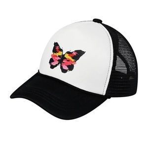 C.C Women's Hand Painted Abstract Butterfly Sublimation Trucker Baseball Cap